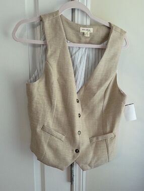 Faith and Joy Beige Linen Blend Vest